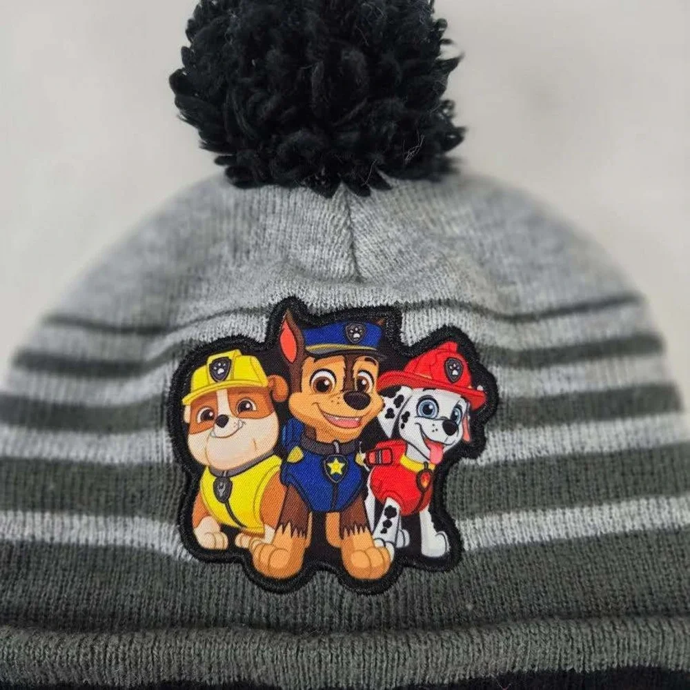 Kids Nickelodeon Paw Patrol Legends Beanie Hat Toddler Gray Black Pom‎